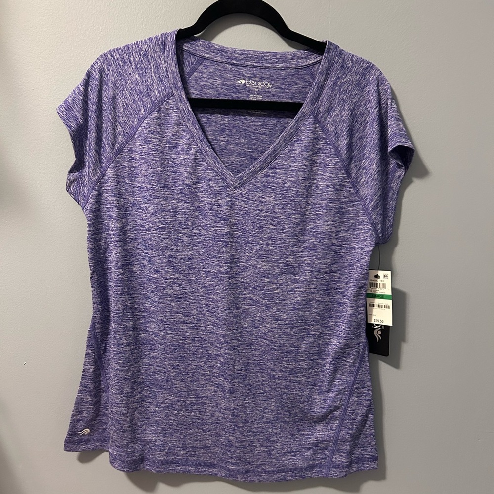 Ideology Heathered Lavender V-Neck Active Shirt